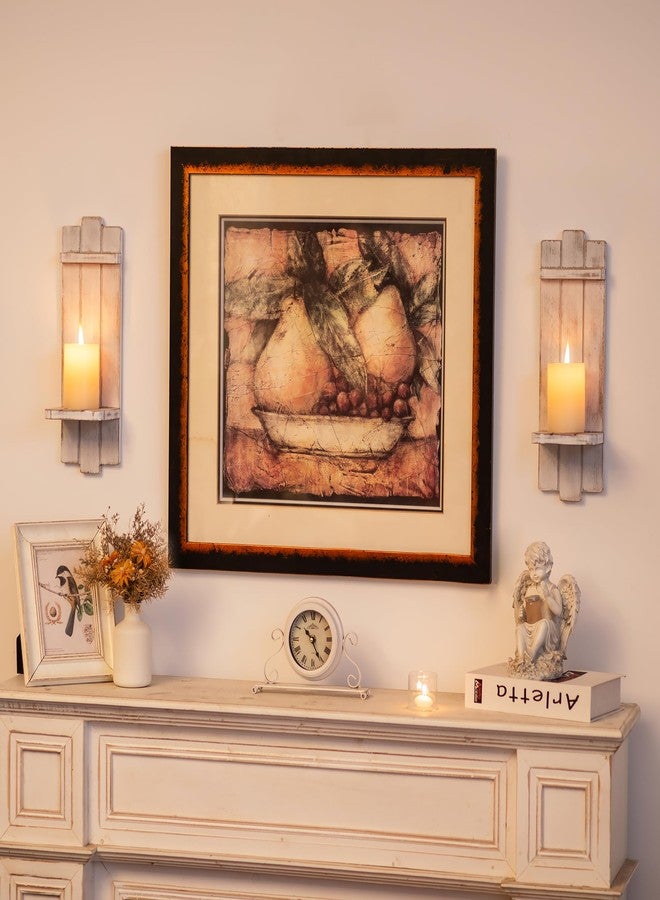 Walasis Farmhouse Candle Sconces Wall Decor: Set of Two Rustic Wood Candle Holder Wall Decor - Distressed White Candle Sconces for Bedroom Living Room Bathroom - Image 5