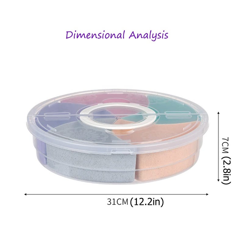Mimeile Circle Fruit Tray Separable Snacks Bowl Nut Food Candy Picnic Salad Storage Containers Plastic Platter Divided Serving Tray Portable 5 Compartments with Lid - Image 2