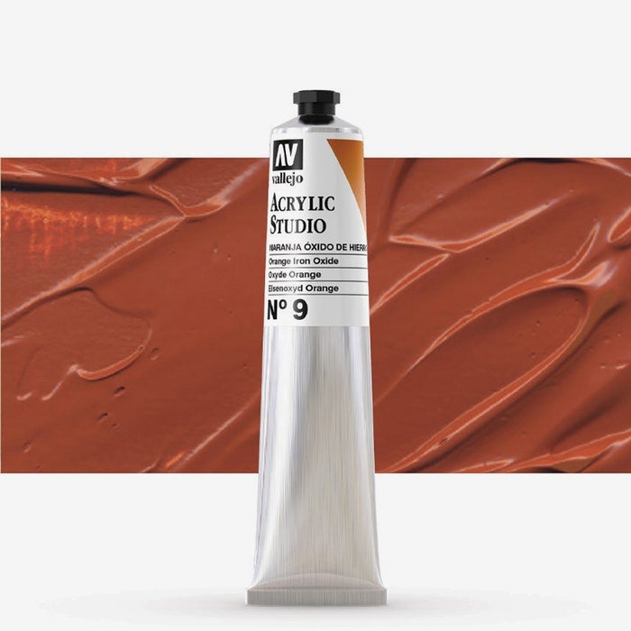 فاليجو طلاء أكريليك ستوديو ٥٨ مل - أكسيد الحديد البرتقالي رقم ٩ | أكريليك احترافي عالي الصبغة - Image 1