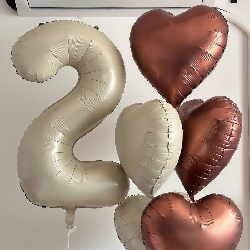 BBPOOL Cream Number 2 Balloons,40 Inch 2 Balloons Giant Helium Foil Mylar Beige 2 Balloon Number for Birthday Party Anniversary Decorations - Image 2