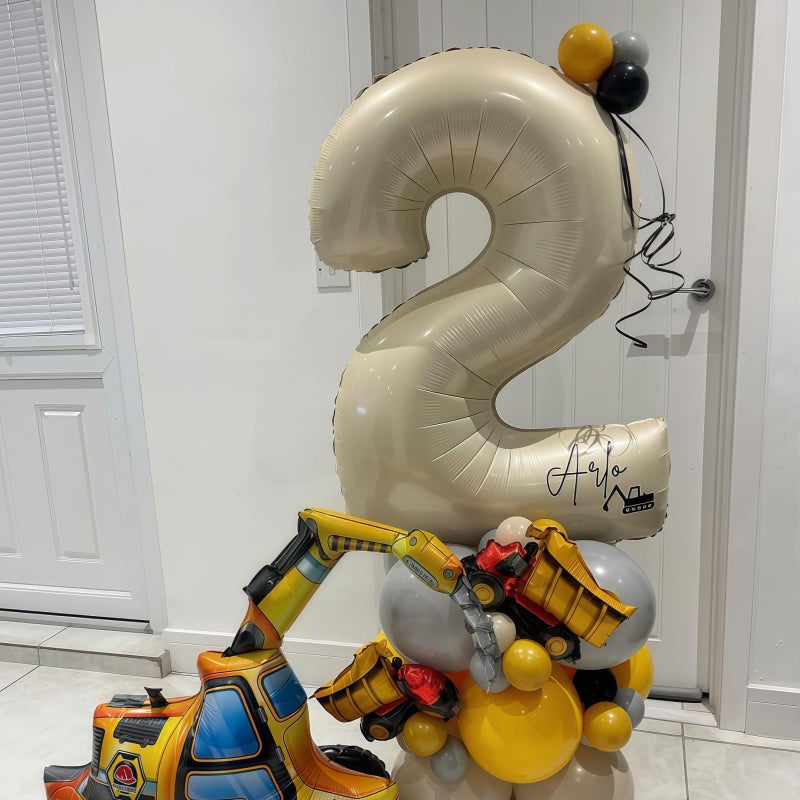 BBPOOL Cream Number 2 Balloons,40 Inch 2 Balloons Giant Helium Foil Mylar Beige 2 Balloon Number for Birthday Party Anniversary Decorations - Image 3