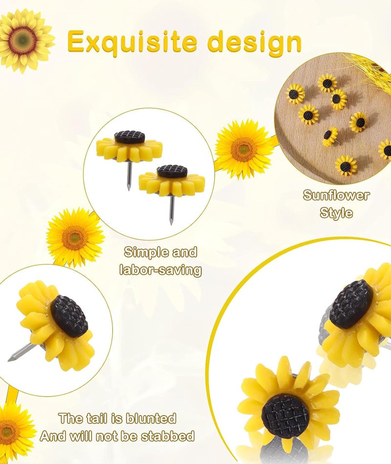 NUDFSY 20Pcs Drawing Pins, Notice Board Pins, Yellow Metal, One Size - Image 5