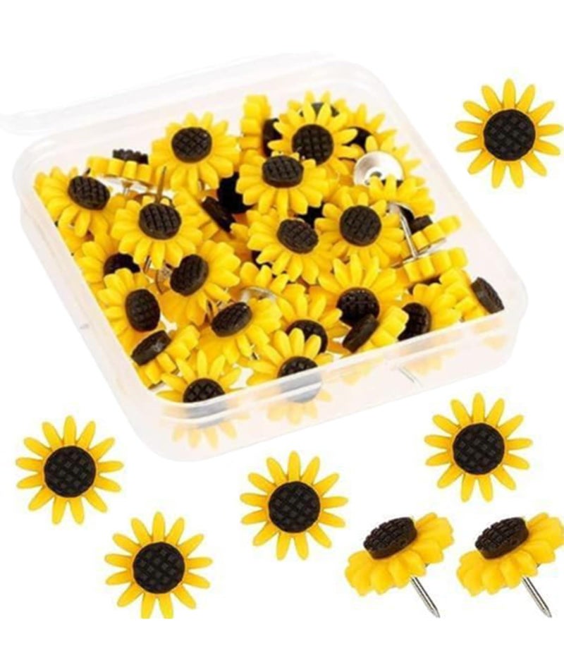 NUDFSY 20Pcs Drawing Pins, Notice Board Pins, Yellow Metal, One Size - Image 1