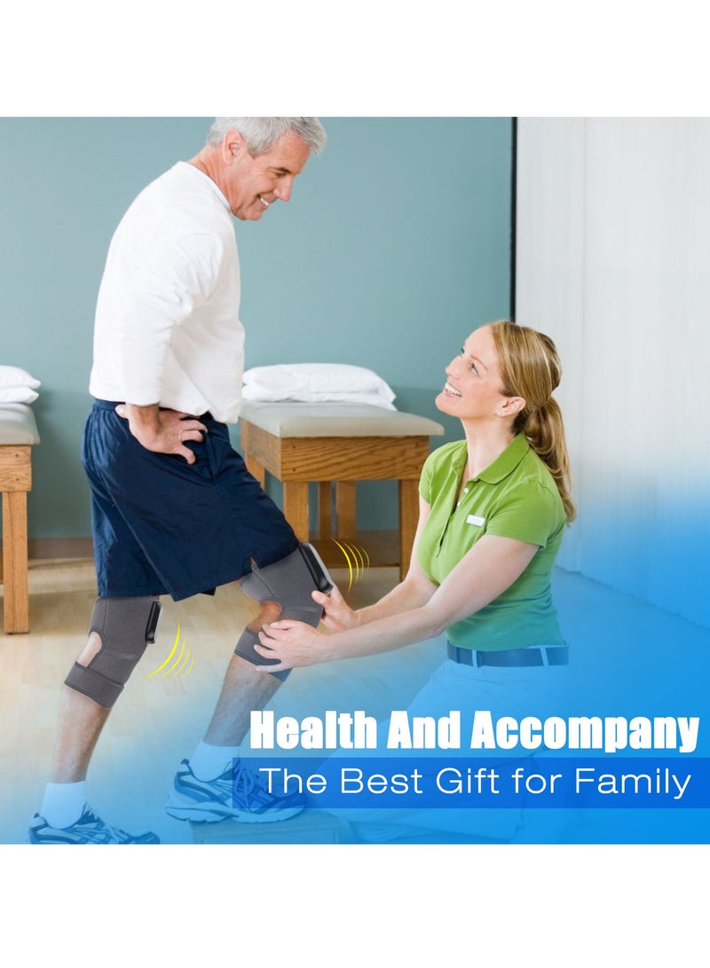 AROAQ Heated Knee Brace Support, Electric Heating Knee Massager, Far Infrared Joint Physiotherapy Elbow Knee Pad, Usb Charging Vibration Massage knee pad for Knee Injury Cramps Arthritis, (Type A-Black) - Image 4