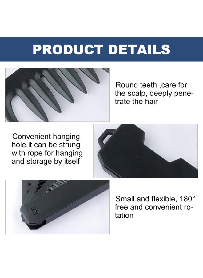 مشط شعر رجالي قابل للطي 3 في 1 - مشط جيب للرجال بأسنان دقيقة وعريضة، تصميم قابل للطي للسفر، مثالي لتصفيف اللحية والشعر، مثالي للاستخدام اليومي والتصفيف أثناء التنقل - Image 3