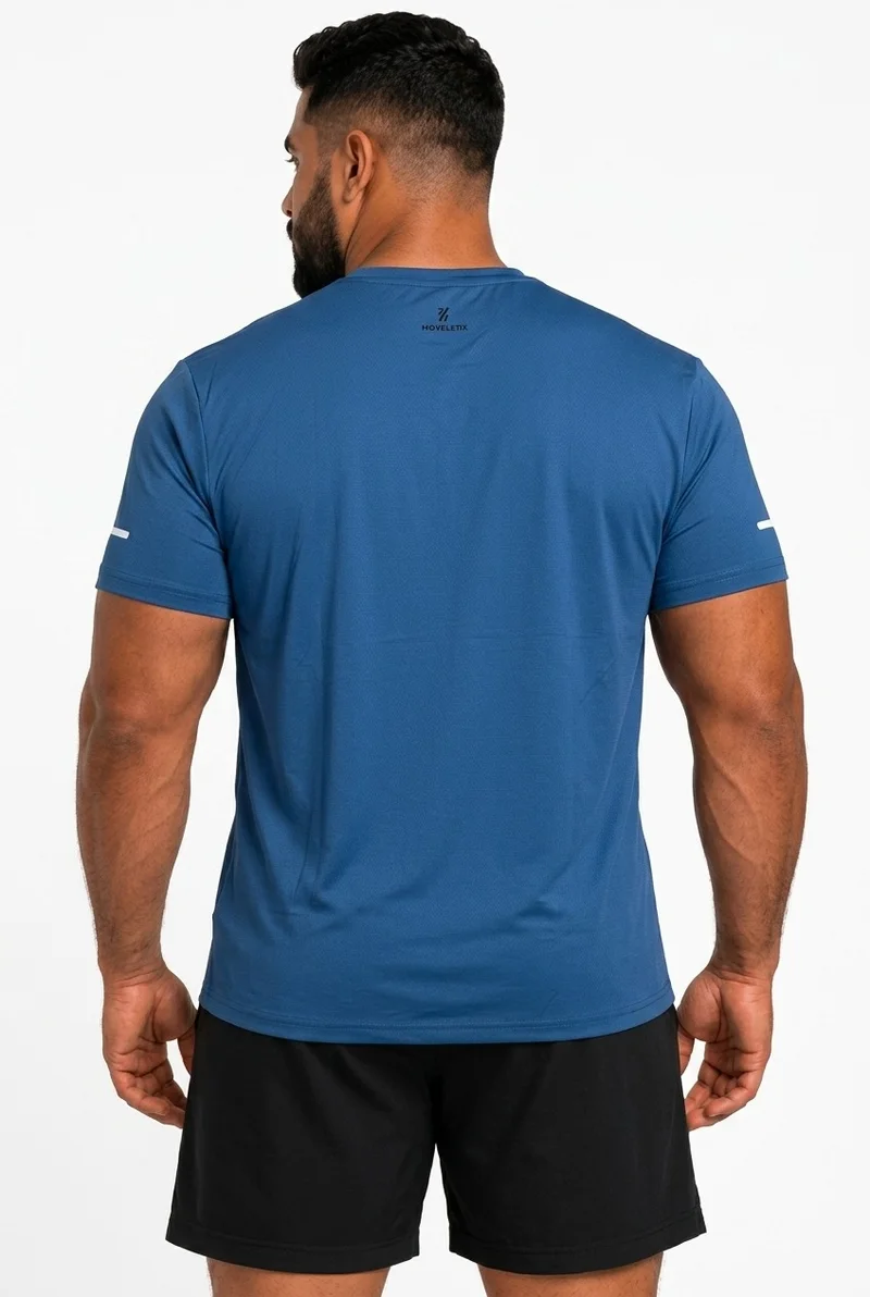 Moveletix Men's Plus Size Training Short Sleeve T-Shirt Blue
