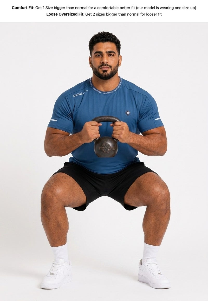 Moveletix Men's Plus Size Training Short Sleeve T-Shirt Blue - Image 3