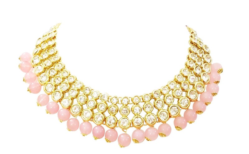 CHRISHAN Store gold plated designer stone pearl necklace set for women and girls. - Image 3