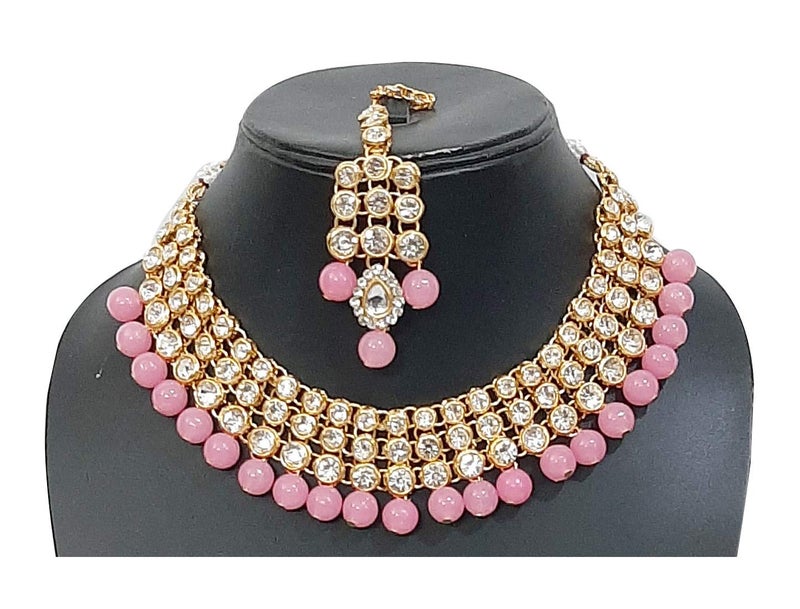 CHRISHAN Store gold plated designer stone pearl necklace set for women and girls. - Image 4