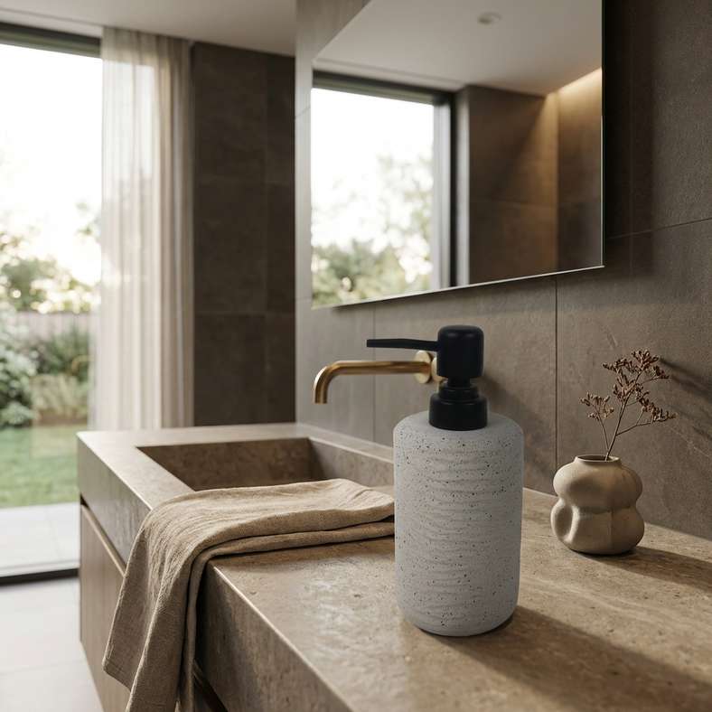 Pan Home Tuscany Polyresin Soap Dispenser 7.5x7.5x17cm - Beige - 211HEL9900800 - Image 4