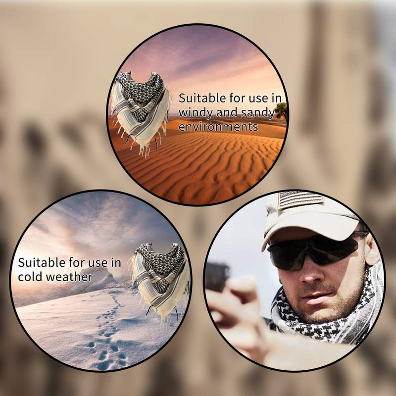 VOCHIC شماخ عسكري 100% قطن تكتيكي صحراوي سميك للنساء والرجال، بيج، مقاس واحد - Image 3