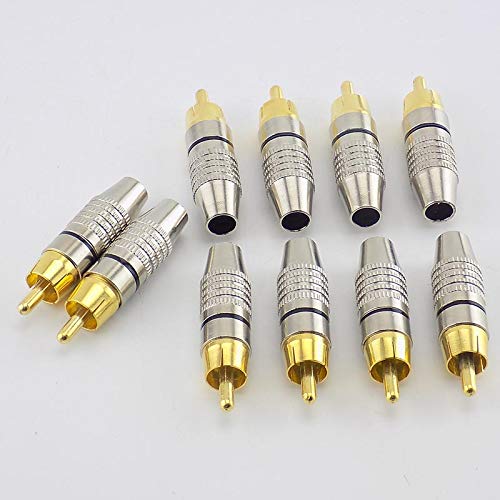 fdealz® [ 10 Pieces ] DIY RCA Male Soldering Jack Plug Adapter, Gold Plated RCA Plug for Soldering Connector -for Audio Cable Video CCTV IP Camera Coaxial Cable (10 Pcs RCA Male Gold Plated Connector) - Image 5