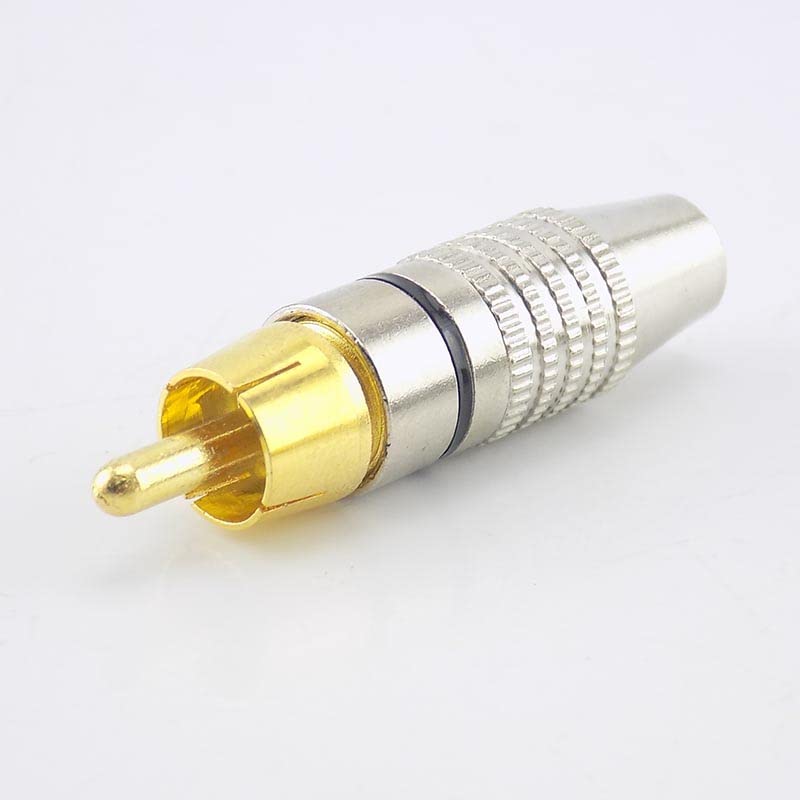 fdealz® [ 10 Pieces ] DIY RCA Male Soldering Jack Plug Adapter, Gold Plated RCA Plug for Soldering Connector -for Audio Cable Video CCTV IP Camera Coaxial Cable (10 Pcs RCA Male Gold Plated Connector) - Image 2