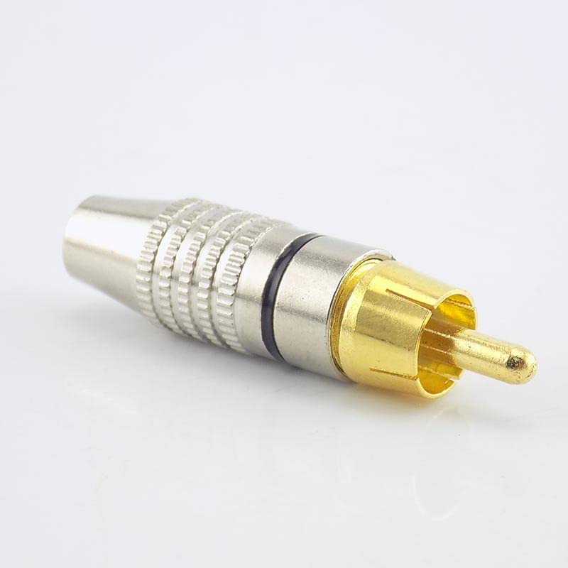 fdealz® [ 10 Pieces ] DIY RCA Male Soldering Jack Plug Adapter, Gold Plated RCA Plug for Soldering Connector -for Audio Cable Video CCTV IP Camera Coaxial Cable (10 Pcs RCA Male Gold Plated Connector) - Image 3