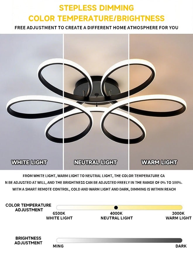 Simple and modern ceiling lamp with LED black flowers for living room, bedroom and dining room. - Image 4