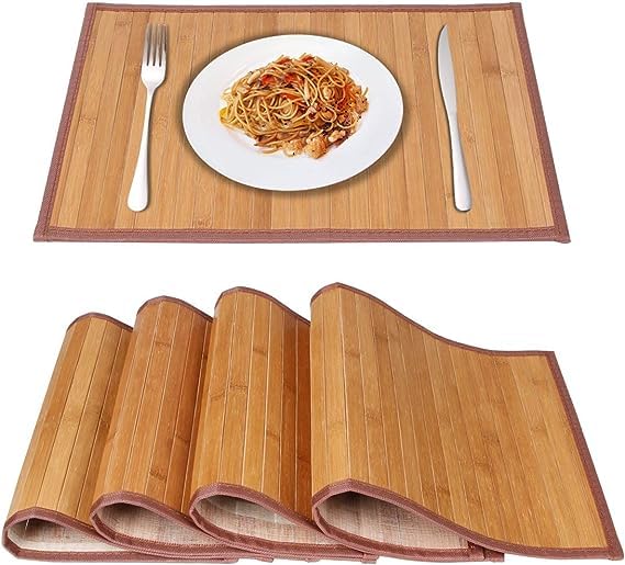 Bamboo Placemats for Dining Table Placemats Set of 4StainResistantHeatResistant Place MatsDurable and Sturdy Dining Place Mats for Kitchen Table Original