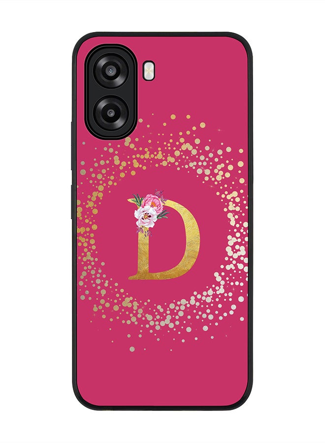 Stylizedd For Oppo A6t 5G / A6t 4G Case,Slim fit Camera Protection, Shockproof Thin Phone cover  - Custom Monogram Floral - D ( Deep Pink ) - Image 1