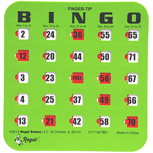 Regal Games Regal Bingo Bulk Bingo Cards with Sliding Windows Reusable Large Print Bingo Game Cards for Adults Large Group 25 Pack Green - Image 1