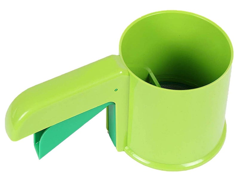 HUBTURE 3 in 1 Flour Sifter with Heavy ABS Plastic Body and 304 Stainless Steel 3 Mesh Sieves Manual Hand Press Cup Sifter for Puri Roti Bhakri Food Grade Durable Kitchen Tool (Green) - Image 3