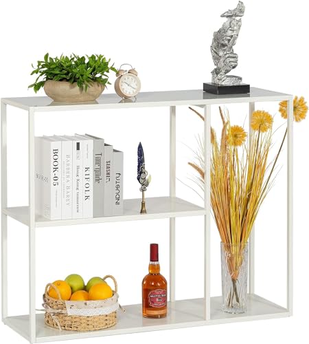 HDANI Console Table Narrow Entryway Table 3 Tier Metal Hallway Table 118Dx394Wx315HWhite