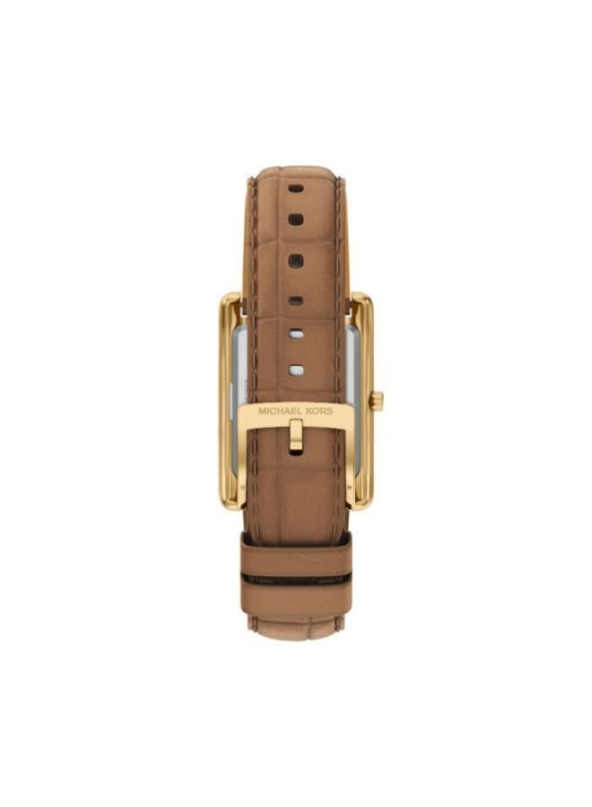 مايكل كورس ساعة  بعقارب وسوار جلدي مطلي بالذهب - Image 3