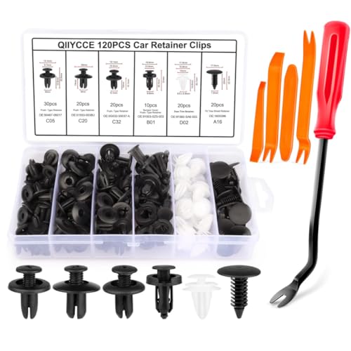 Jubobu 120 PCS Car Clips & Plastic Rivets,of 6 Most Popular Sizes and 5 Fastener Removers,Fits Bumpers,Fenders & Most Car Models,Ideal for Body Fixing & Replacement - Image 1
