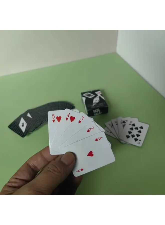 1 Set Black Mini Cartoon Deck Handmade Travel Sized Playing Cards Compact 2 Point 17 By 1 Point 57 Inch Durable Card Paper Lightweight Portable Design Fun Card Games For Travel Parties Home Creative Gift Idea Road Trip - Image 1