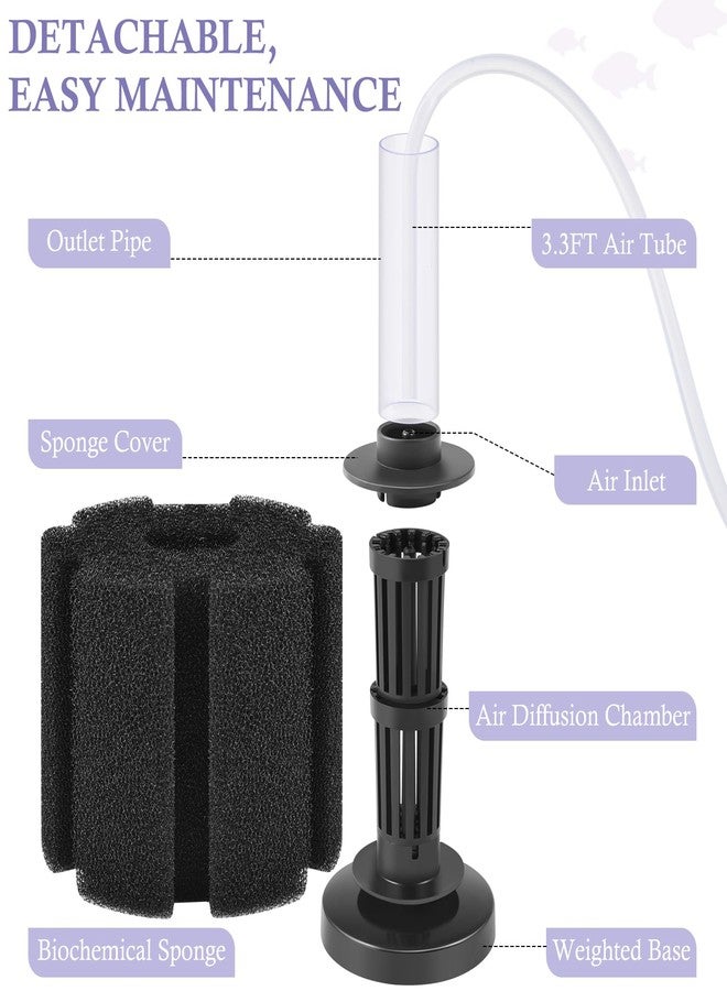 FEDOUR Aquarium Sponge Filter, Ultra Quiet Aeration Bio Sponge Filters for Breeding Fry Shrimp Betta Fish Tank, Efficient Submersible Aquarium Filter for up to 100Gallon Tank (L for up to 100gallon) - Image 5