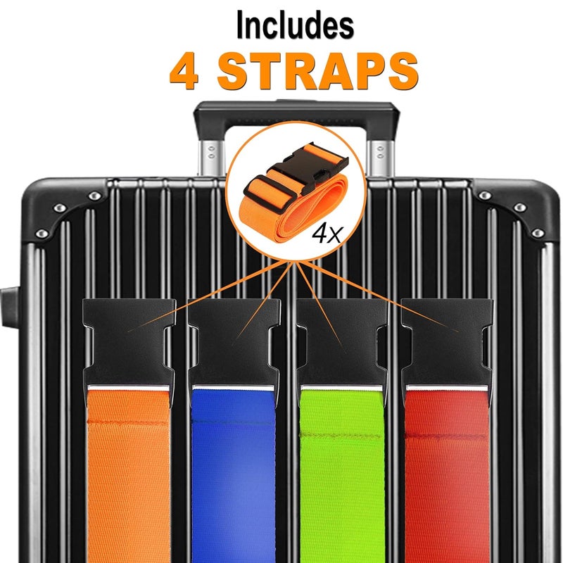 Chelmon Luggage Straps for Suitcases TSA Approved Travel Belt 4 Pack by (Mixed Colors) - Image 3