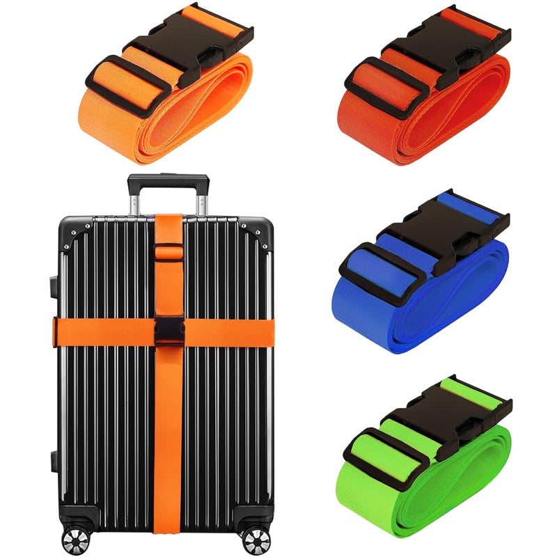 Chelmon Luggage Straps for Suitcases TSA Approved Travel Belt 4 Pack by (Mixed Colors) - Image 1
