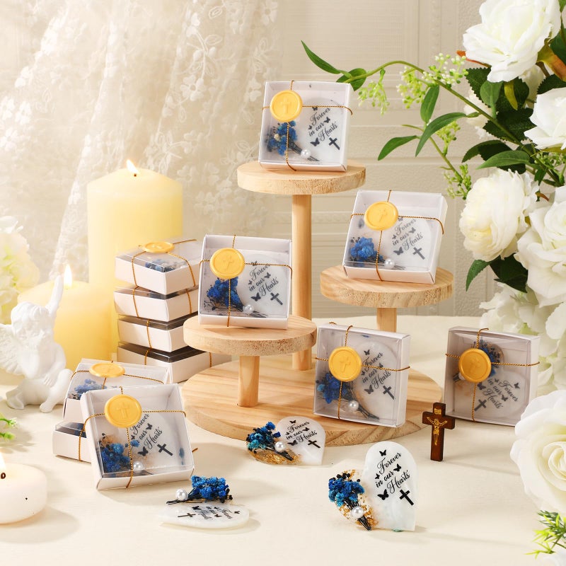 Tellegloww 24 Sets Funeral Favors for Guests, Heart Shaped Fridge Magnets with Dried Flowers and Tag, Celebration of Life Favors, Funeral Memorial Service Keepsake Gift Set - Image 4