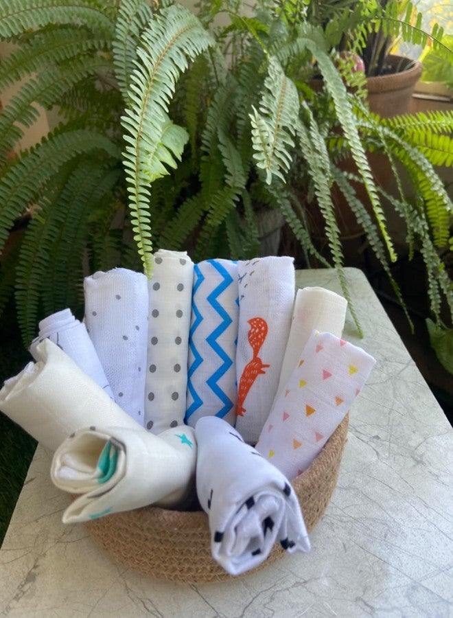Bright Décor Pack of 10-100% Pure Muslin Cotton Baby Napkin - 10 Baby Towel with Size 29x29 cm Baby Washcloths - Image 3