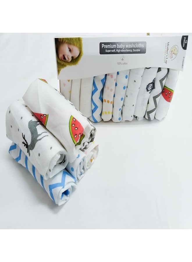 Bright Décor Pack of 10-100% Pure Muslin Cotton Baby Napkin - 10 Baby Towel with Size 29x29 cm Baby Washcloths - Image 2