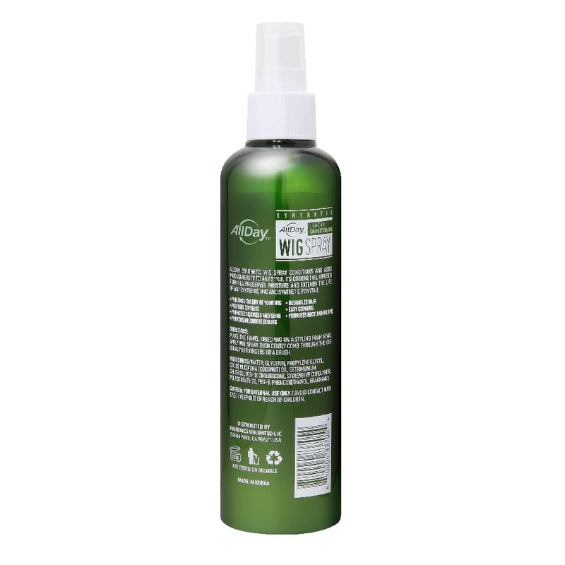 AllDay Locks Synthetic Wig Spray (8 oz) | Revitalizing & Refreshing Leave-In Conditioner | Smoothens, Detangles & Nourishes | Cleanses, Softens and Revitalizes Synthetic Hair | 8 oz - Image 2