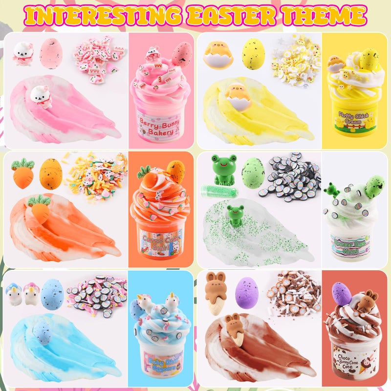 Funewest Slime Easter Eggs for Kids, 6 Pack Prefilled Easter Basket Stuffers with Butter Slime, Plastic Eggs Toys Inside Gifts for Teens Girls Boys - Image 2