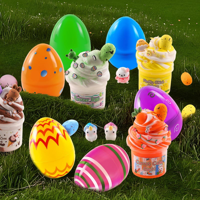 Funewest Slime Easter Eggs for Kids, 6 Pack Prefilled Easter Basket Stuffers with Butter Slime, Plastic Eggs Toys Inside Gifts for Teens Girls Boys - Image 4