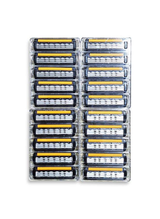 وي تيل مجموعة ماكينة حلاقة رجالية للاستخدام مرة واحدة - مقبض ماكينة حلاقة واحد + 21 خرطوشة إعادة تعبئة مع 3 شفرات دقيقة وشريط تشحيم بالصبار لحلاقة ناعمة ومريحة - Image 5