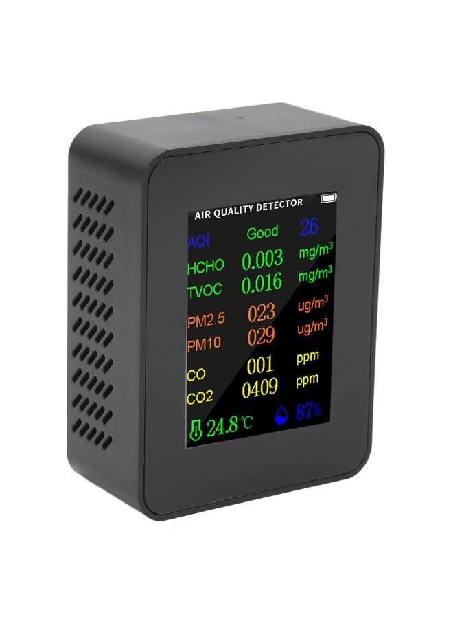 Thoraya Air Quality Monitor Carbon Dioxide Detector Accurate Tester for CO CO2 PM2.5 TVOC HCHO Temperature Humidity Alarm Mode Black  - Image 2