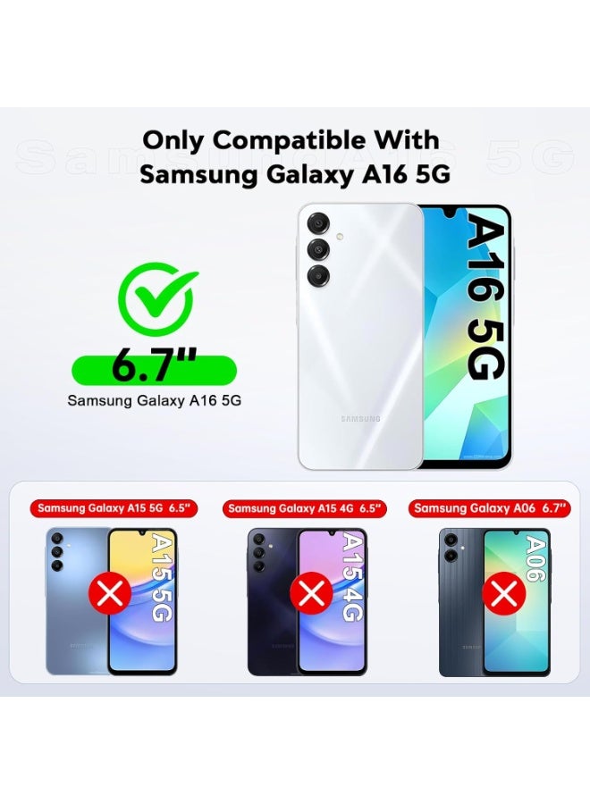 for Samsung Galaxy A16-5G Phone Case: 2 Pack Tempered Glass Screen Protector and 360° Rotatable Ring Holder Magnetic Kickstand, Plating Rose Gold Edge para Samsung A 16 5G, Black - Image 2