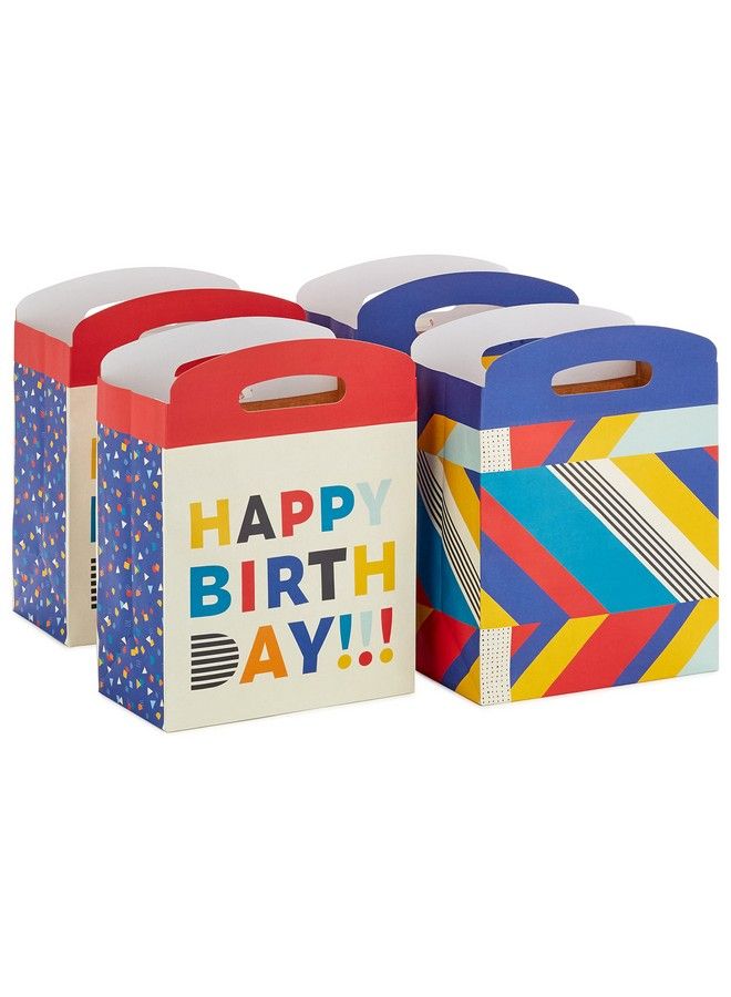 Hallmark Large Self Sealing Gift Bags With Handles (4 Bags 2 Designs: Colorful Geometric Happy Birthday") For Kids Adults Celebrations - Image 5