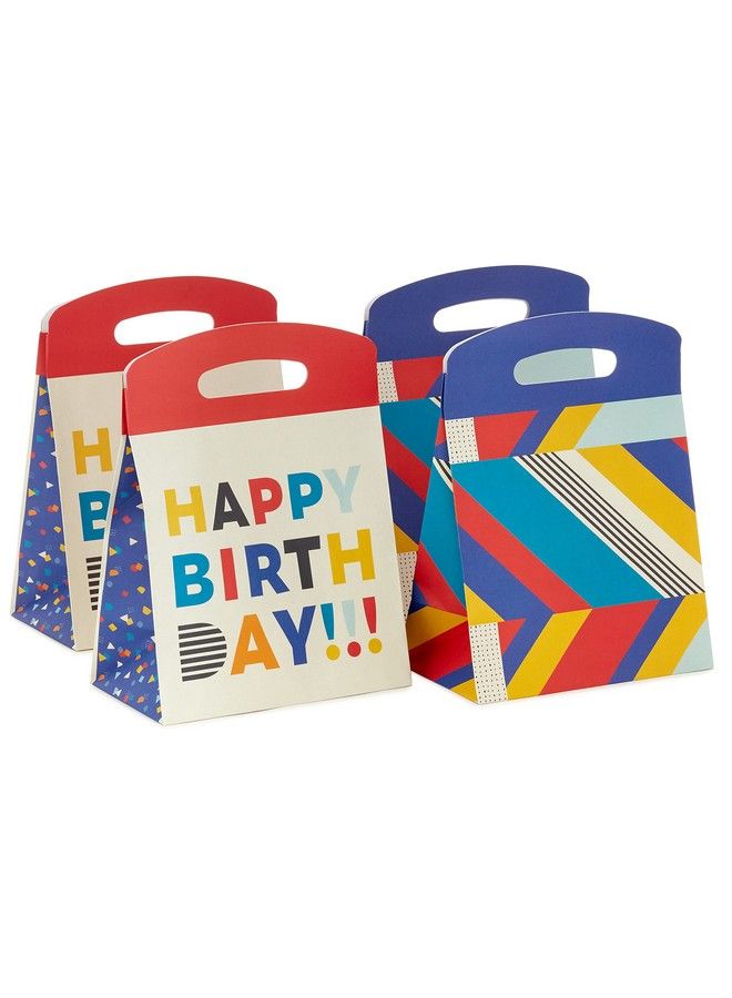 Hallmark Large Self Sealing Gift Bags With Handles (4 Bags 2 Designs: Colorful Geometric Happy Birthday") For Kids Adults Celebrations - Image 2