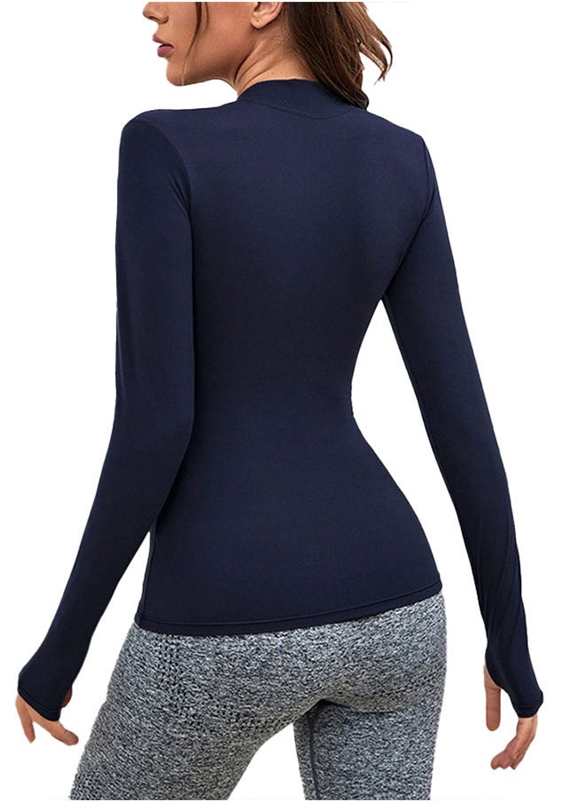 Nileton Half Zipper Sport Top Long Sleeves - Navy  - Image 2