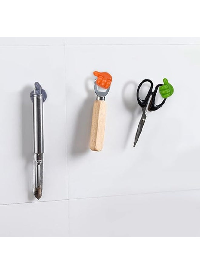 مجموعة 16 خطاف حائط من ازجاتشيني – سيليكون لاصق ذاتي متعددة الاستخدامات – تصميم لطيف على شكل يد صغيرة – خطافات للحائط والسيارة (ألوان عشوائية) - Image 2