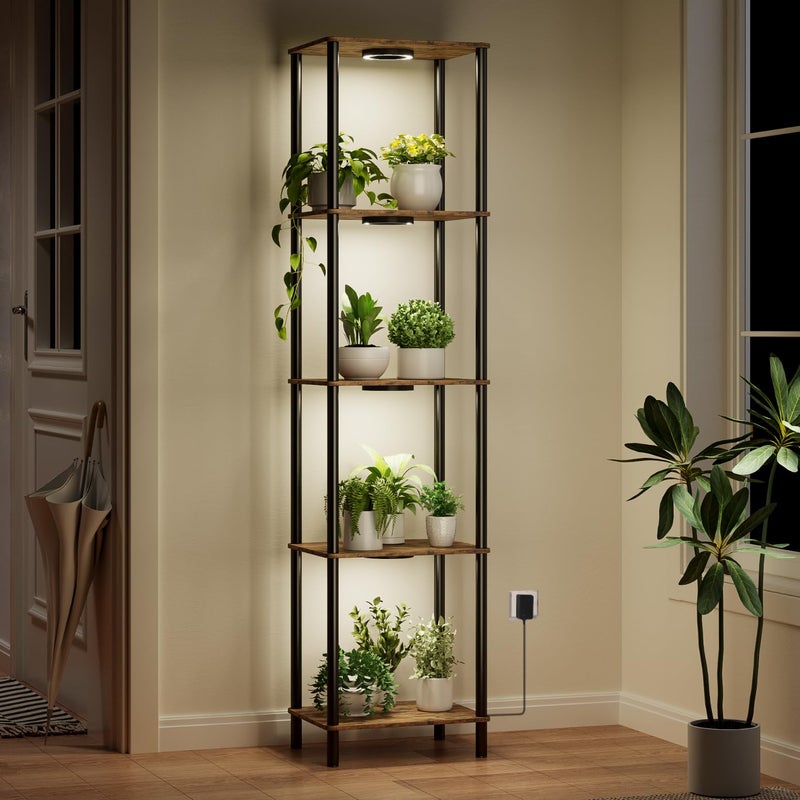Bstrip Plant Stand Indoor with Grow Light, 66" Tall Indoor Plant Shelf, 5 Tier Flower Stand with Plant Light Full Spectrum, Metal Plant Holder with Light, lighted Plant Rack for Home, Corner, Patio - Image 1