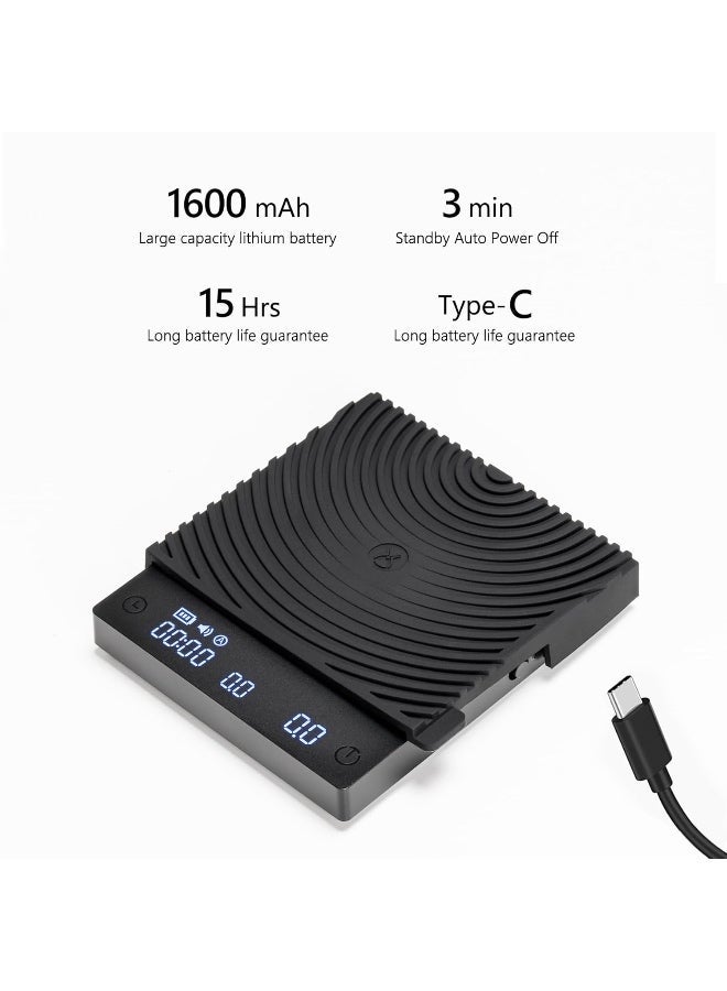 TIMEMORE Basic Mini Coffee Scale, Multifunction Electronic Espresso Scale, Weigh Digital Drip Cone Scale with Timer, Ultra Thin and LightMini Digital Food Kitchen Scale for Baking, Cooking - Image 5