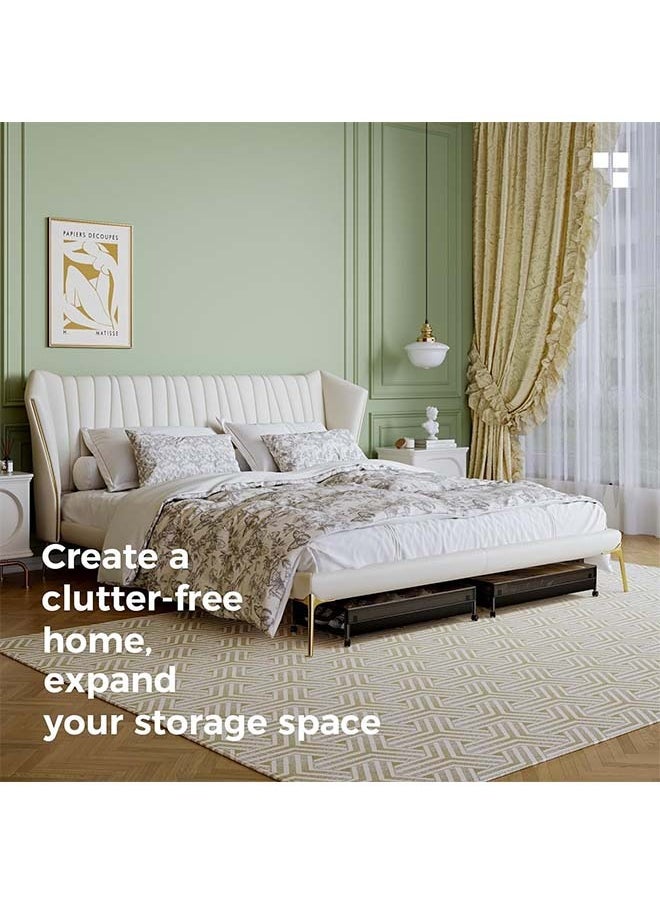 L&E - 60L Large Capacity Under Bed Storage with Wheels-Under Bed Storage Containers-Under Bed Storage Drawer-Under Bed Storage Organizer for Clothes, Blankets, Shoes, Books, and Toys - Image 1
