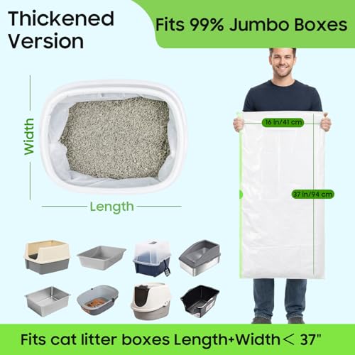 AWoHH Cat Litter Box Liners [30 Count]-Large/Jumbo 37"x16"-Heavy Duty Scratch Resistance Drawstring Litter Bags-Dispenser Box No Tearing Needed-70% Recycled Ocean Plastic - Image 3