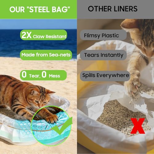 AWoHH Cat Litter Box Liners [30 Count]-Large/Jumbo 37"x16"-Heavy Duty Scratch Resistance Drawstring Litter Bags-Dispenser Box No Tearing Needed-70% Recycled Ocean Plastic - Image 4