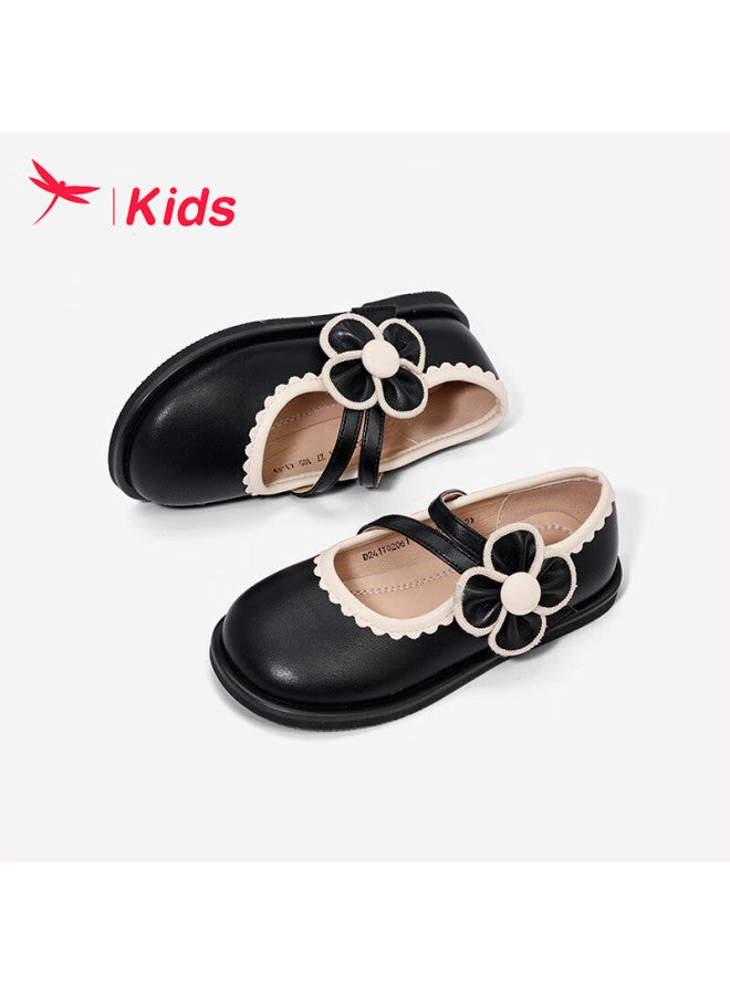 RED DRAGONFLY Hongqingting Children's Spring New Girls' Fashion Flower Princess Flats For Older Kids, Black, Size 36 - Image 2