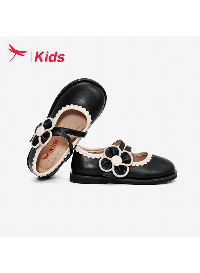 RED DRAGONFLY Hongqingting Children's Spring New Girls' Fashion Flower Princess Flats For Older Kids, Black, Size 36 - Image 1